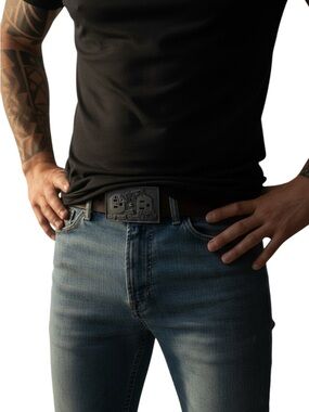 Buckle belt Danger high voltage keep your fingers away funny solid metal unisex